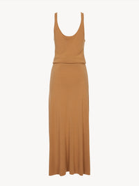 Robe à bretelles en laine côtelé - Worn Brown