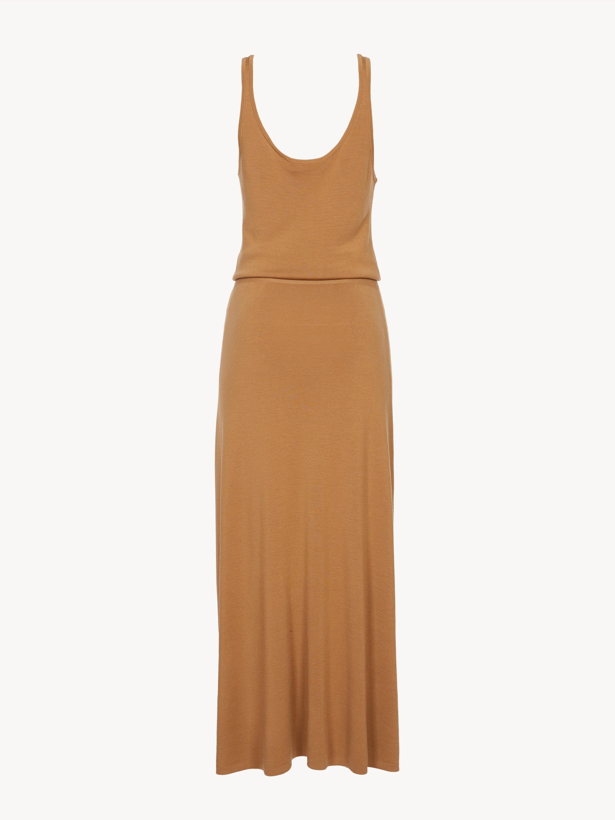 Robe à bretelles en laine côtelé - Worn Brown