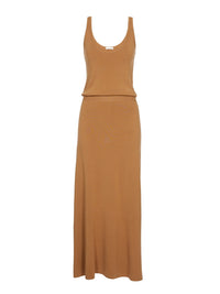 Robe à bretelles en laine côtelé - Worn Brown