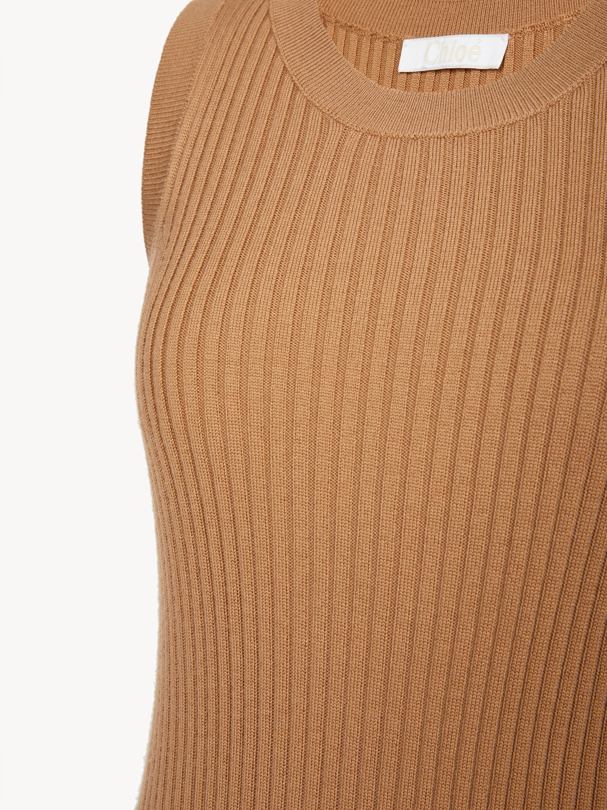 Robe sans manche en laine côtelé - Worn Brown