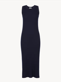 Robe sans manche en laine côtelée - Navy