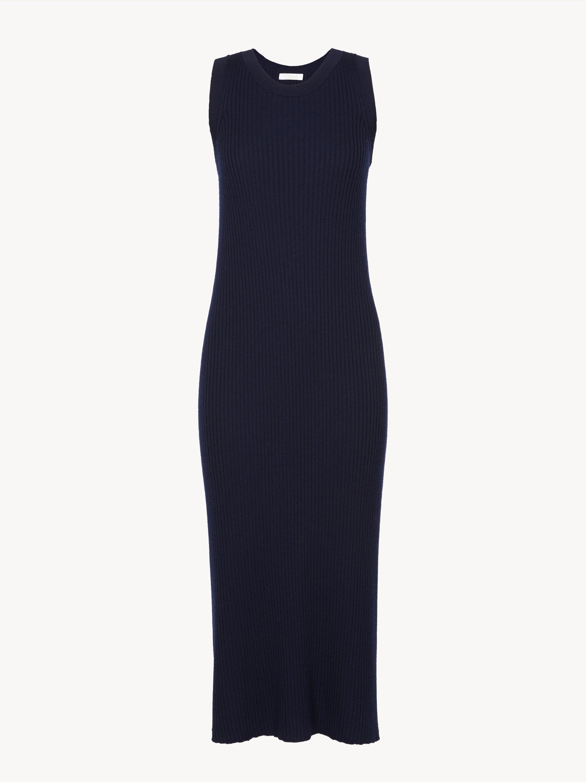 Robe sans manche en laine côtelée - Navy