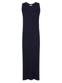 Robe sans manche en laine côtelée - Navy