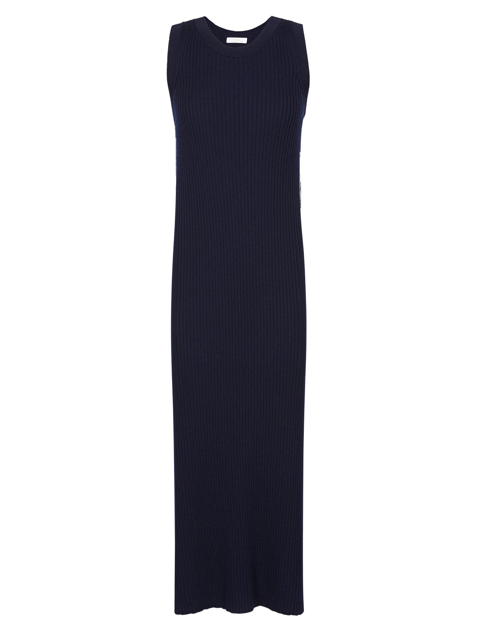 Robe sans manche en laine côtelée - Navy