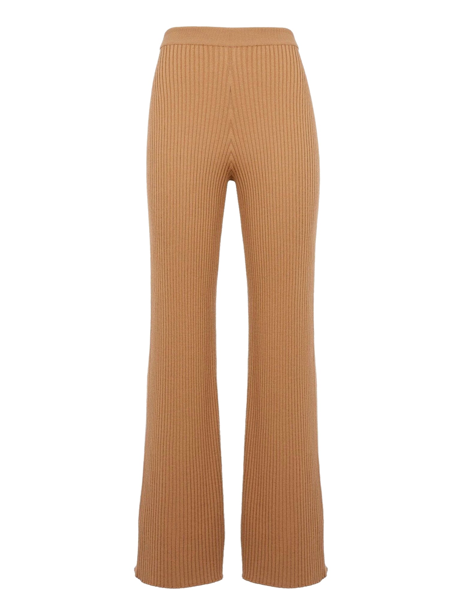 Pantalon évasé long en laine - Worn Brown