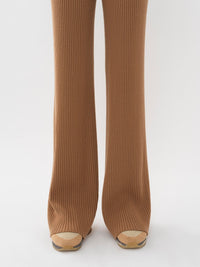 Pantalon évasé long en laine - Worn Brown