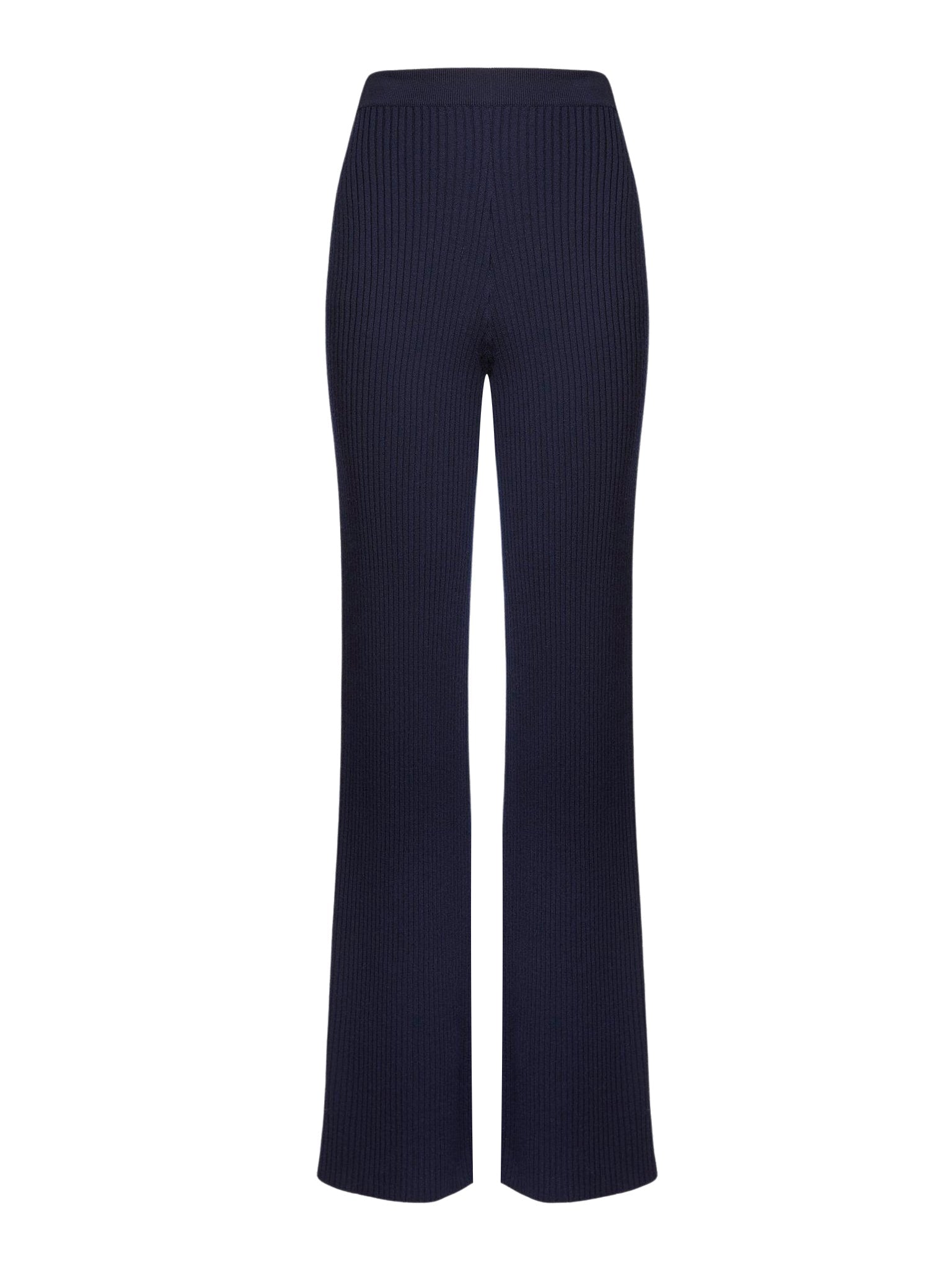 Pantalon évasé long en laine - Navy