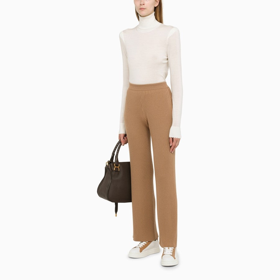 Pantalon finement côtelé en laine - Worn Brown