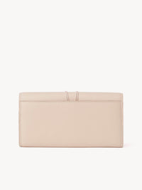 Portefeuille long à rabat Malou en cuir - Nude