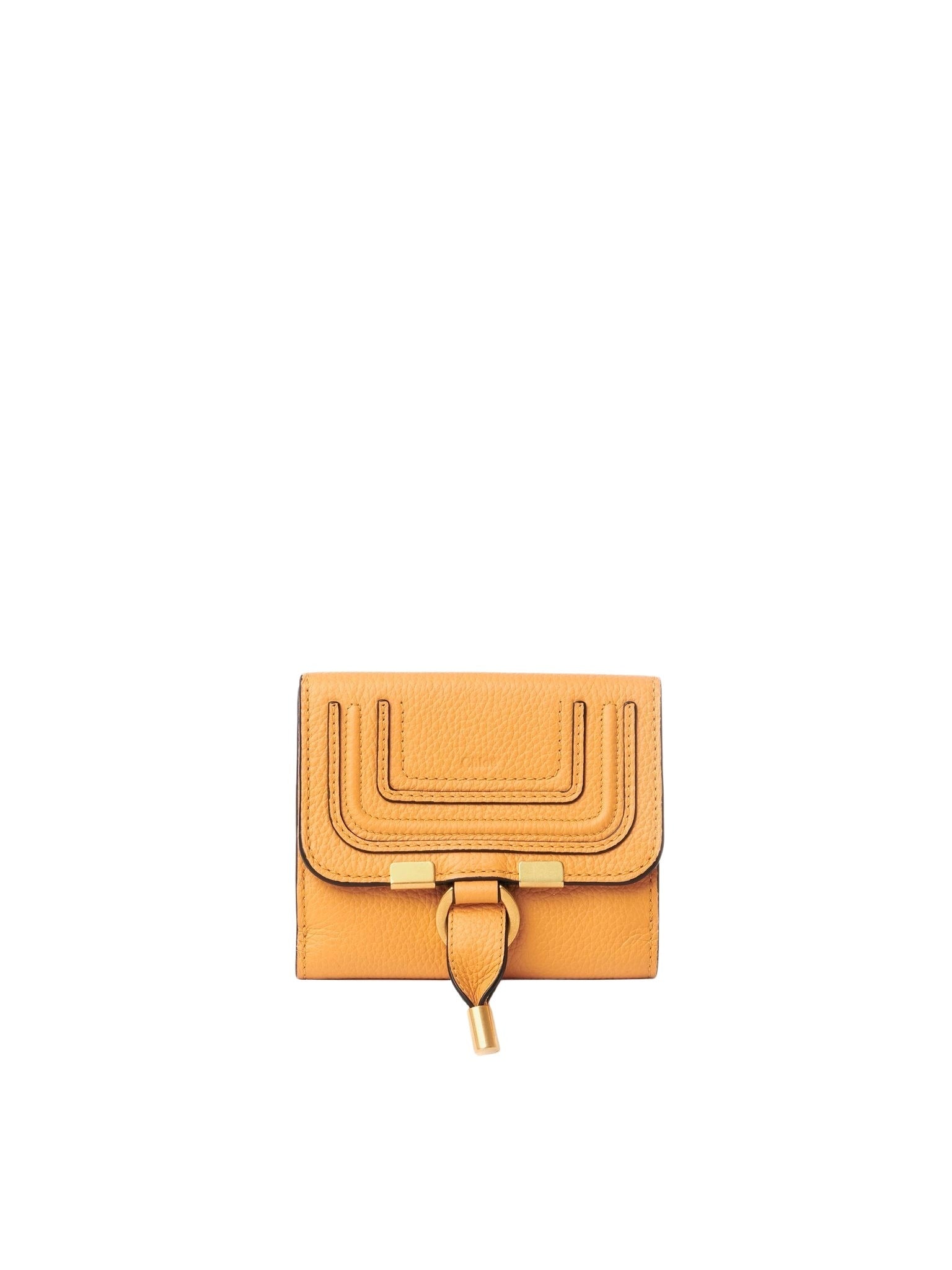 Portefeuille compact à rabat Marcie en cuir - Tan Apricot
