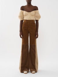 Pantalon évasé en velours cotelé - Off Brown