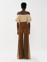 Pantalon évasé en velours cotelé - Off Brown