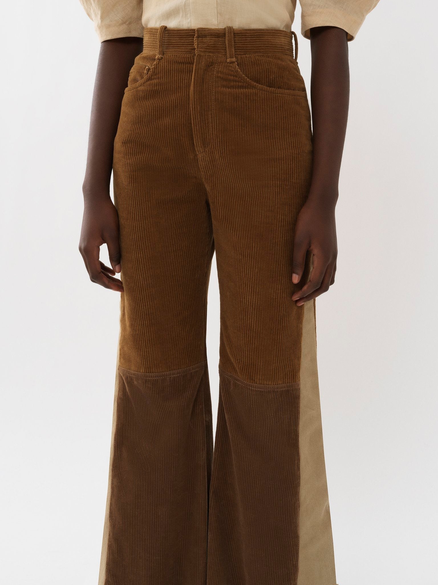 Pantalon évasé en velours cotelé - Off Brown