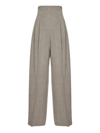 Pantalon corset large en laine - Lava Brown