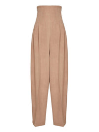 Pantalon corset large en laine - Skin Beige