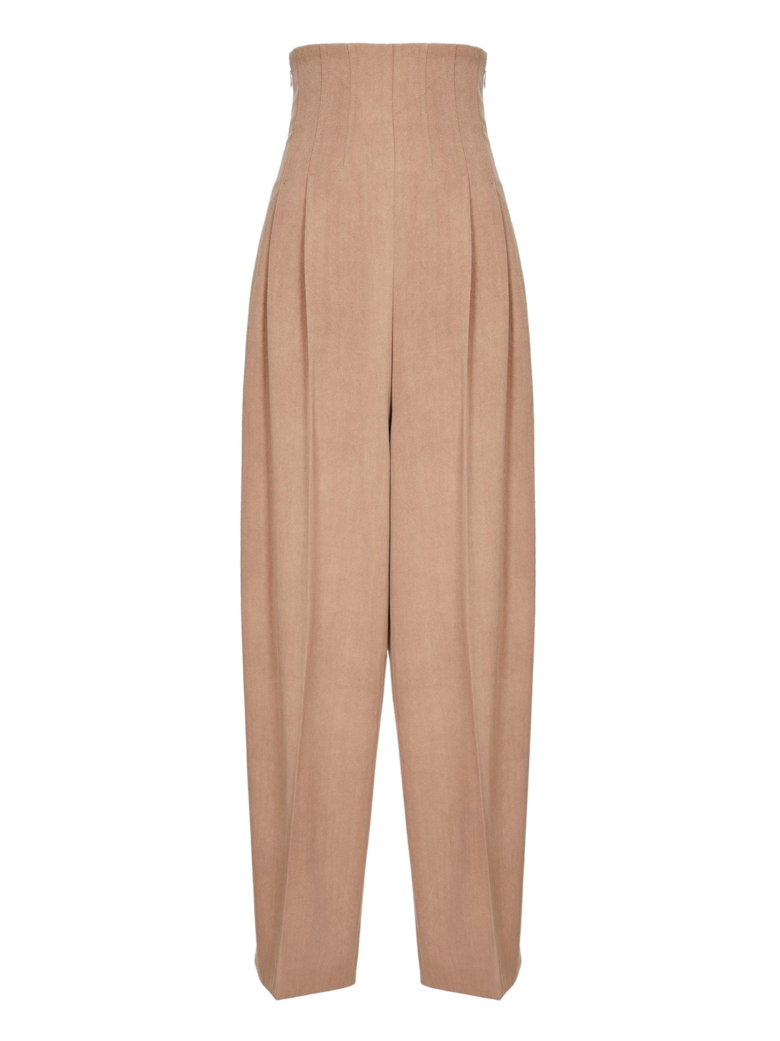 Pantalon corset large en laine - Skin Beige