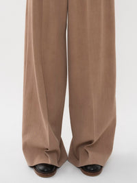 Pantalon corset large en laine - Skin Beige