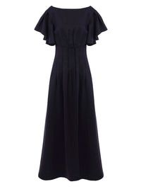 Robe corset volantée en lin - Ink Navy