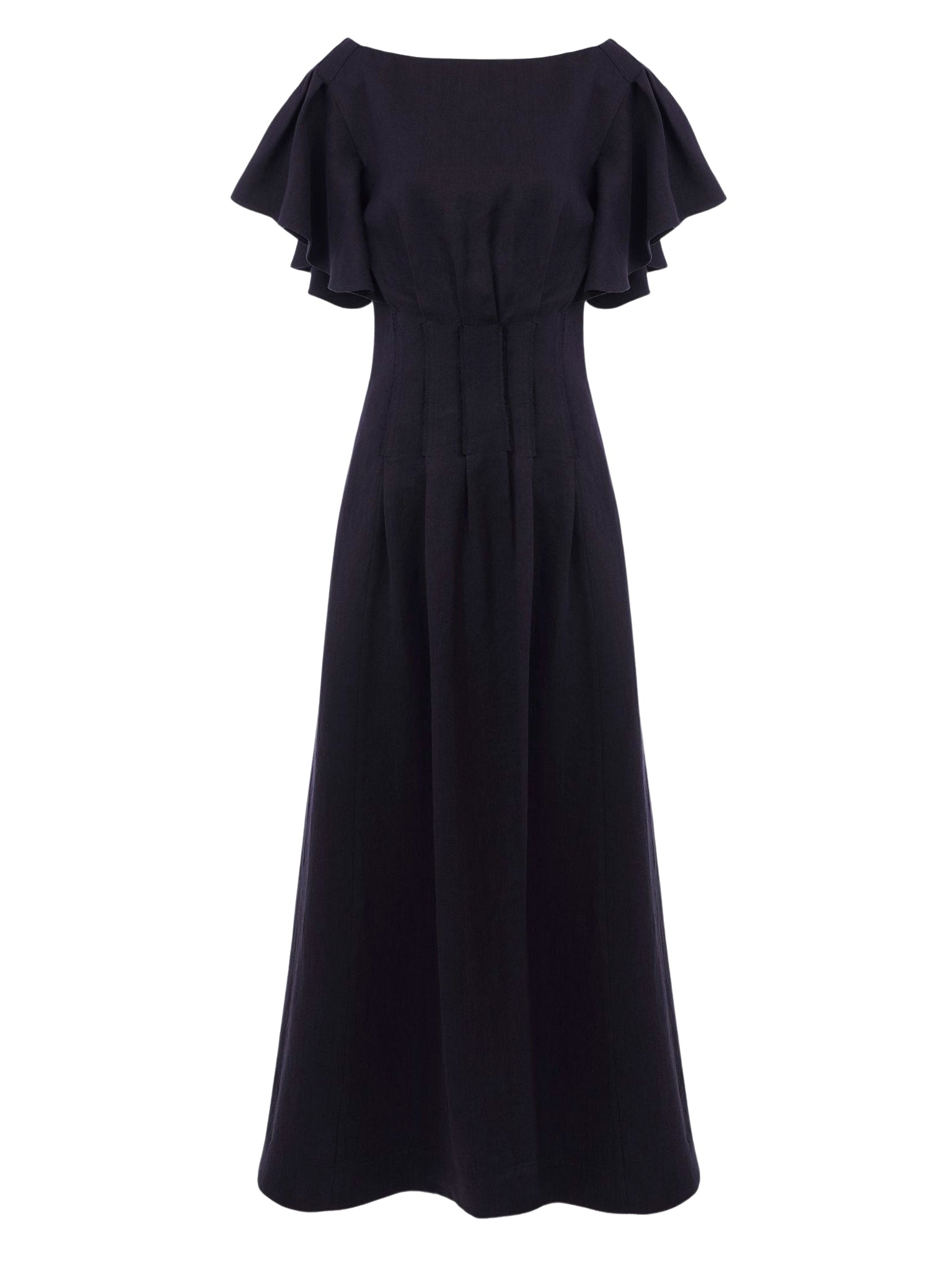 Robe corset volantée en lin - Ink Navy