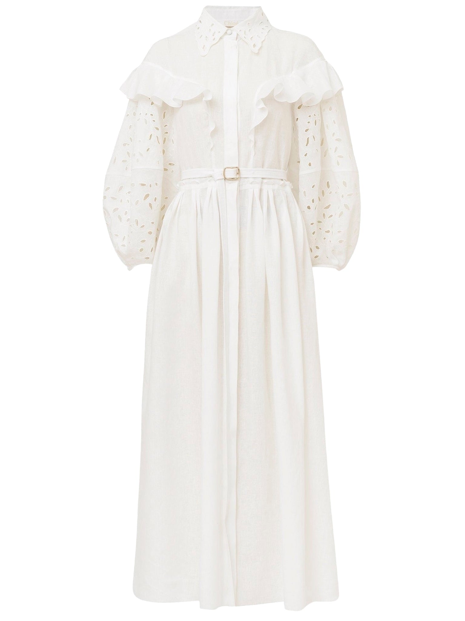 Robe chemise volantée en lin - Iconic Milk