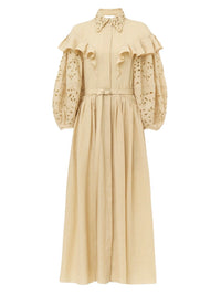 Robe chemise volantée en lin - Secret Brown