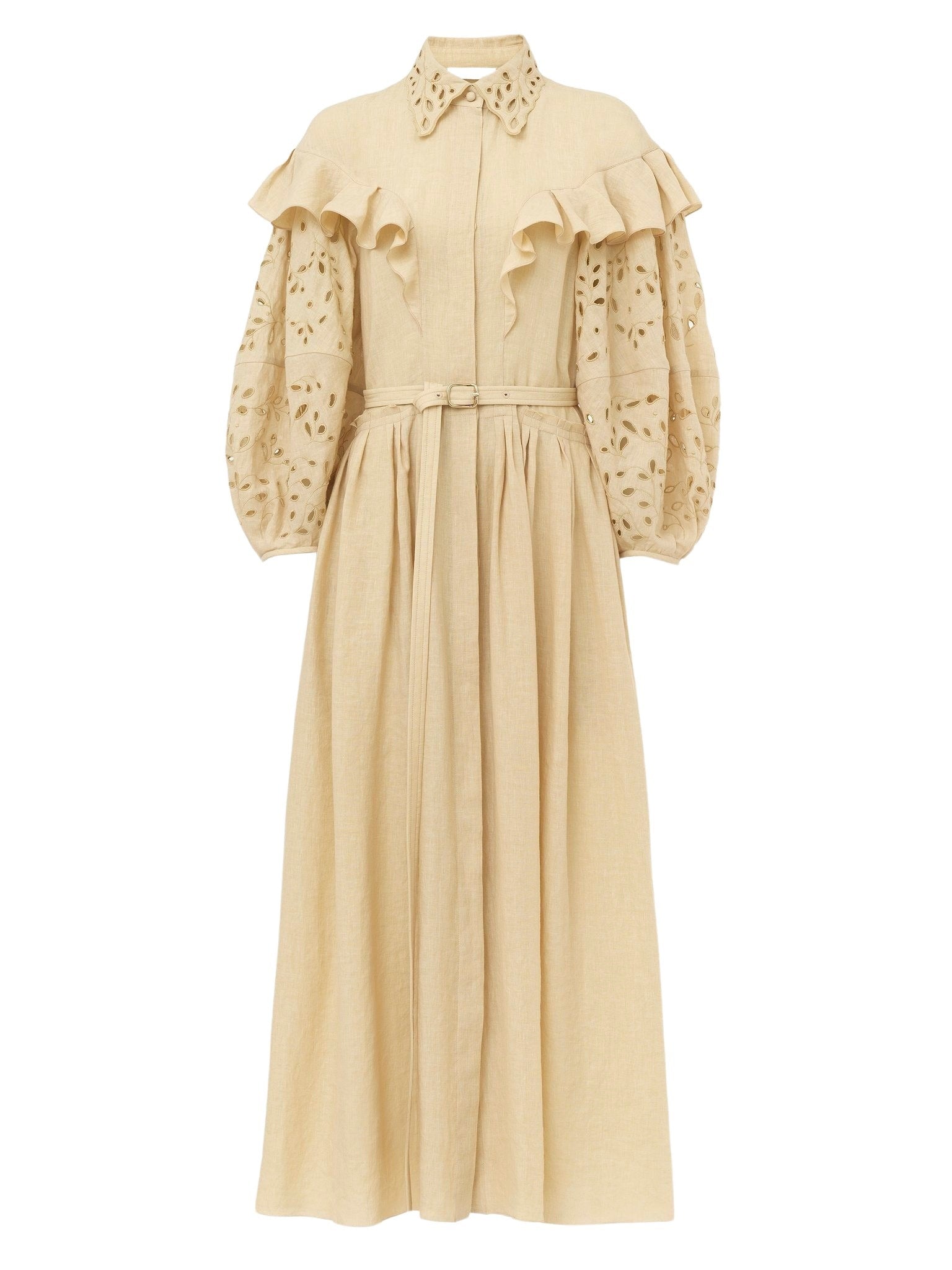 Robe chemise volantée en lin - Secret Brown