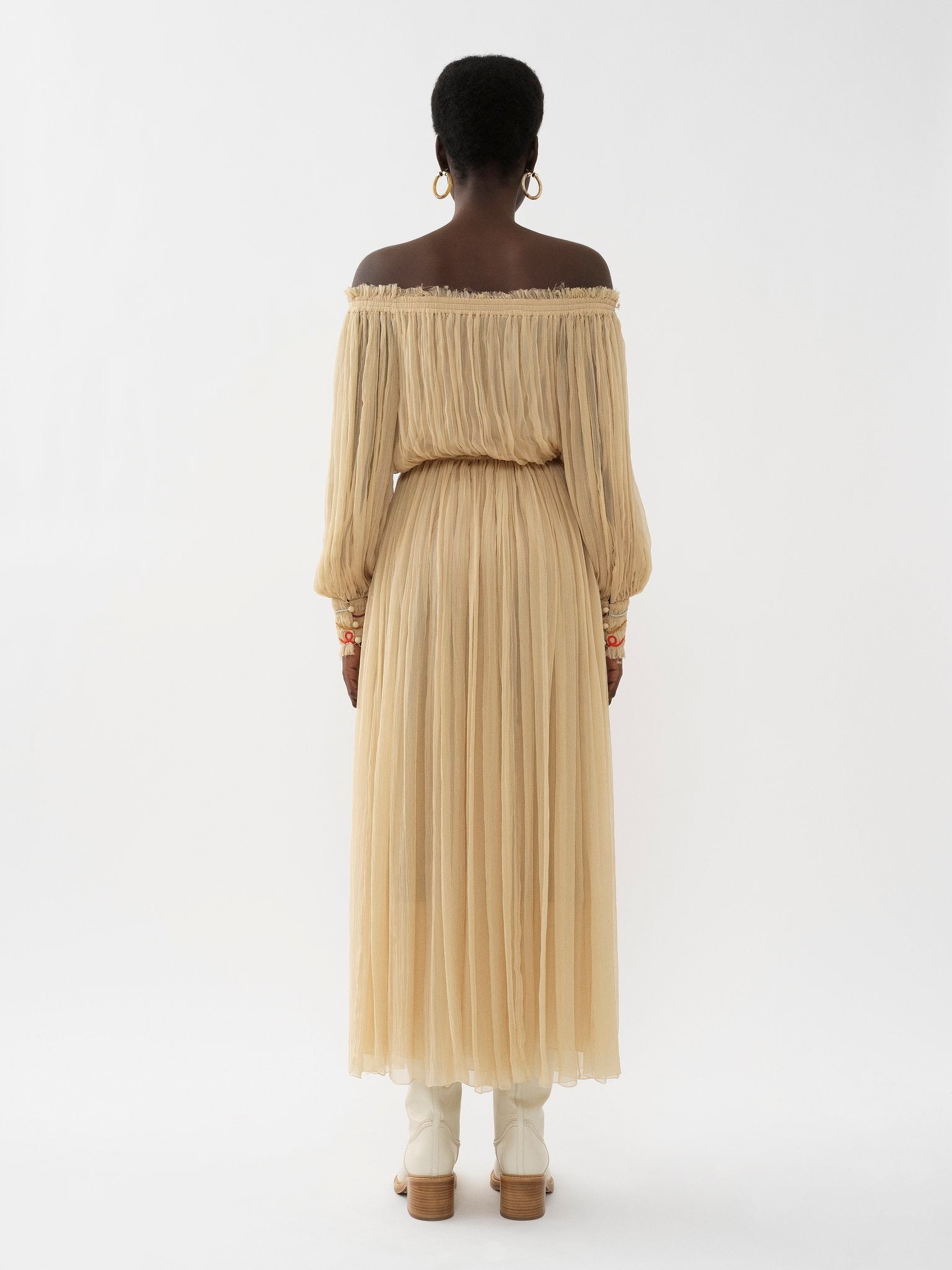 Robe épaules nues en soie - Secret Brown
