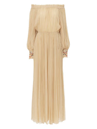 Robe épaules nues en soie - Secret Brown