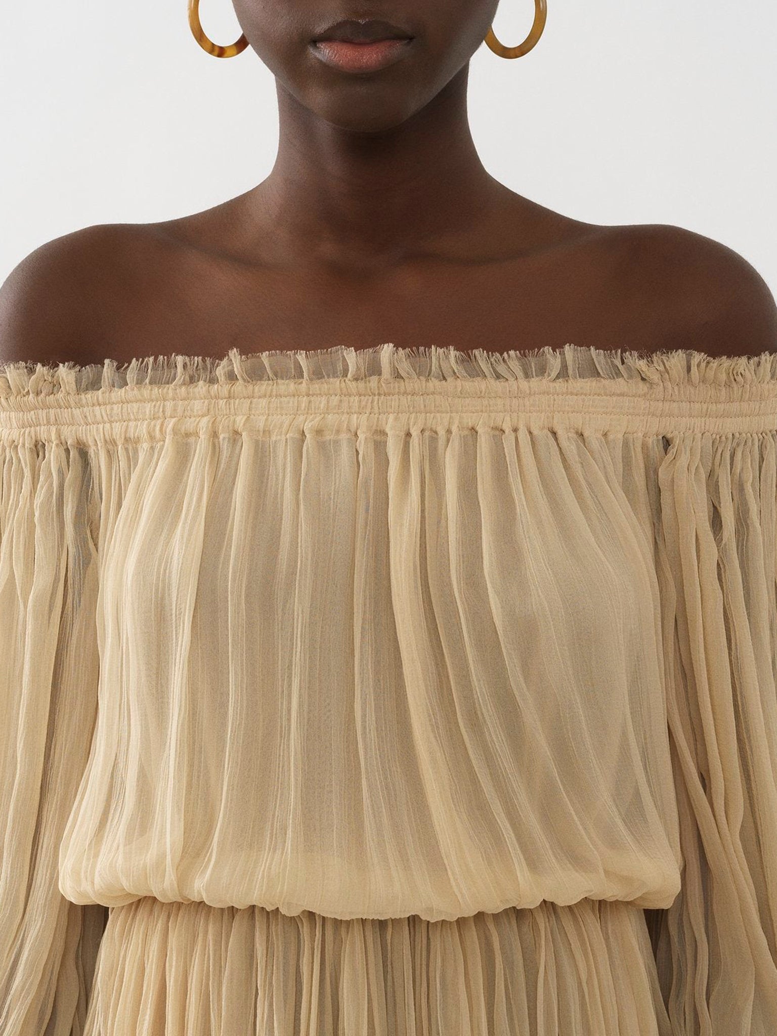 Robe épaules nues en soie - Secret Brown