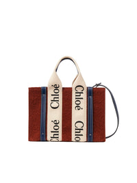 Petit sac cabas Woody à bandoulière en laine - Red & Blue