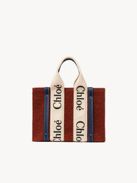 Petit sac cabas Woody à bandoulière en laine - Red & Blue