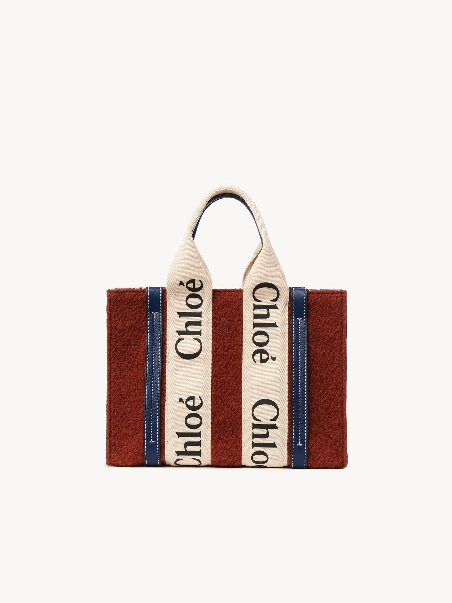 Petit sac cabas Woody à bandoulière en laine - Red & Blue