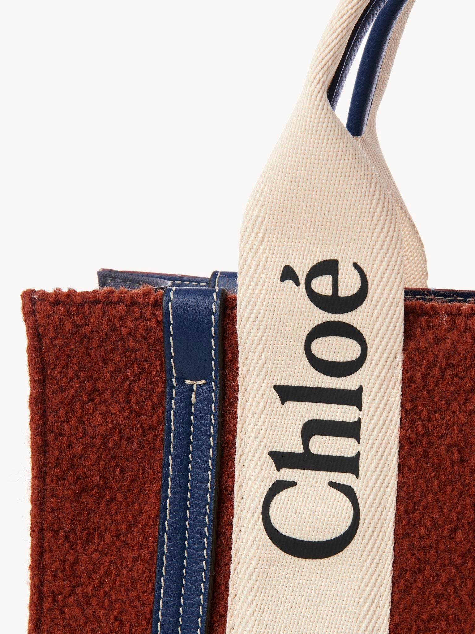 Petit sac cabas Woody à bandoulière en laine - Red & Blue