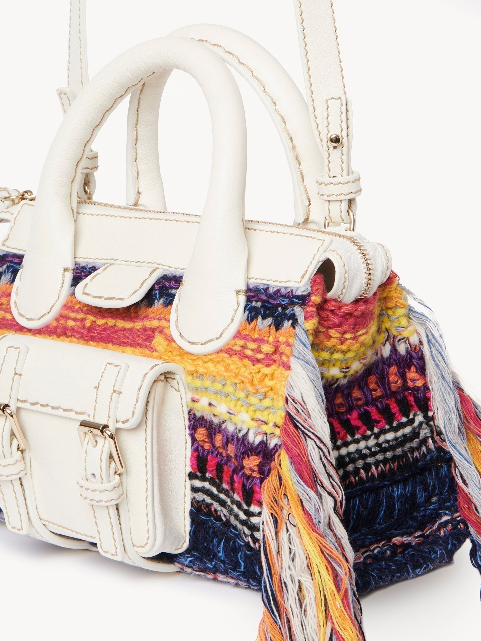 Mini sac Edith en cachemire - Multicolor White