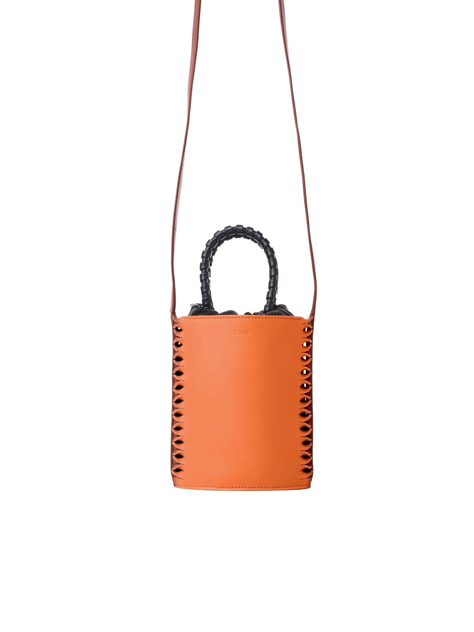 Mini sac seau Louela en cuir - Henna Orange