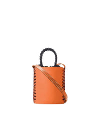 Mini sac seau Louela en cuir - Henna Orange