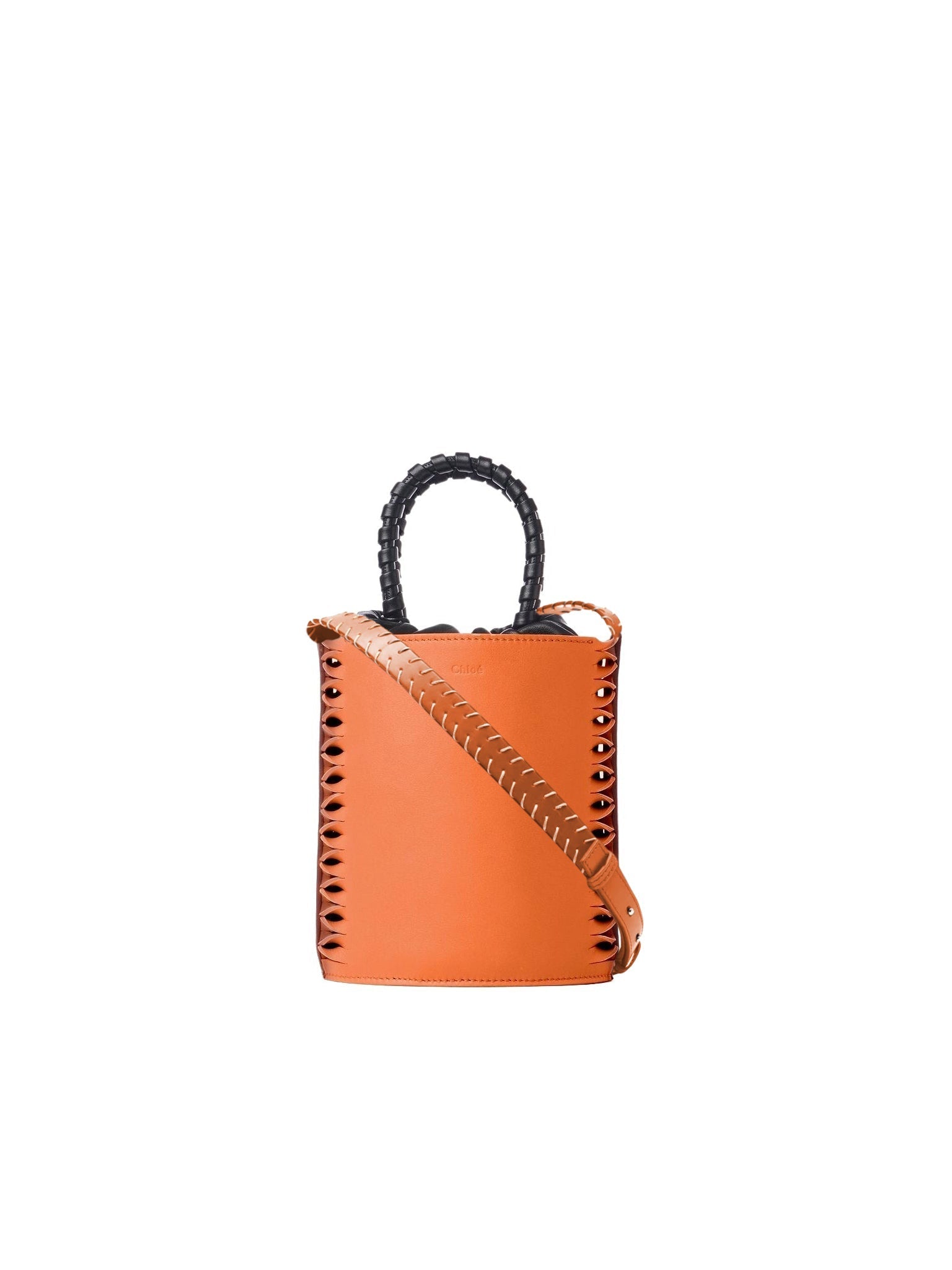 Mini sac seau Louela en cuir - Henna Orange