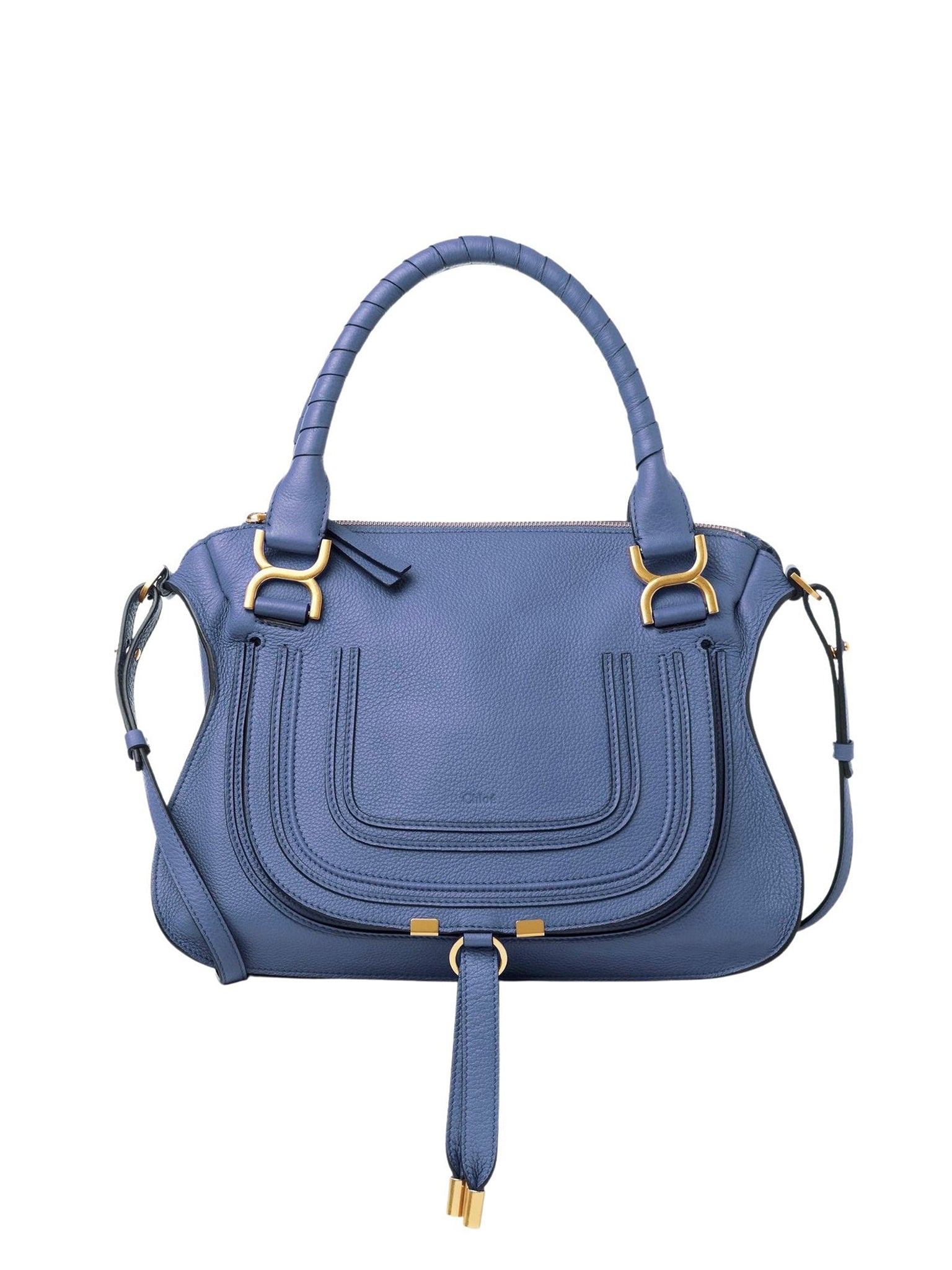 Petit sac double porté Marcie en cuir - Graphite Navy