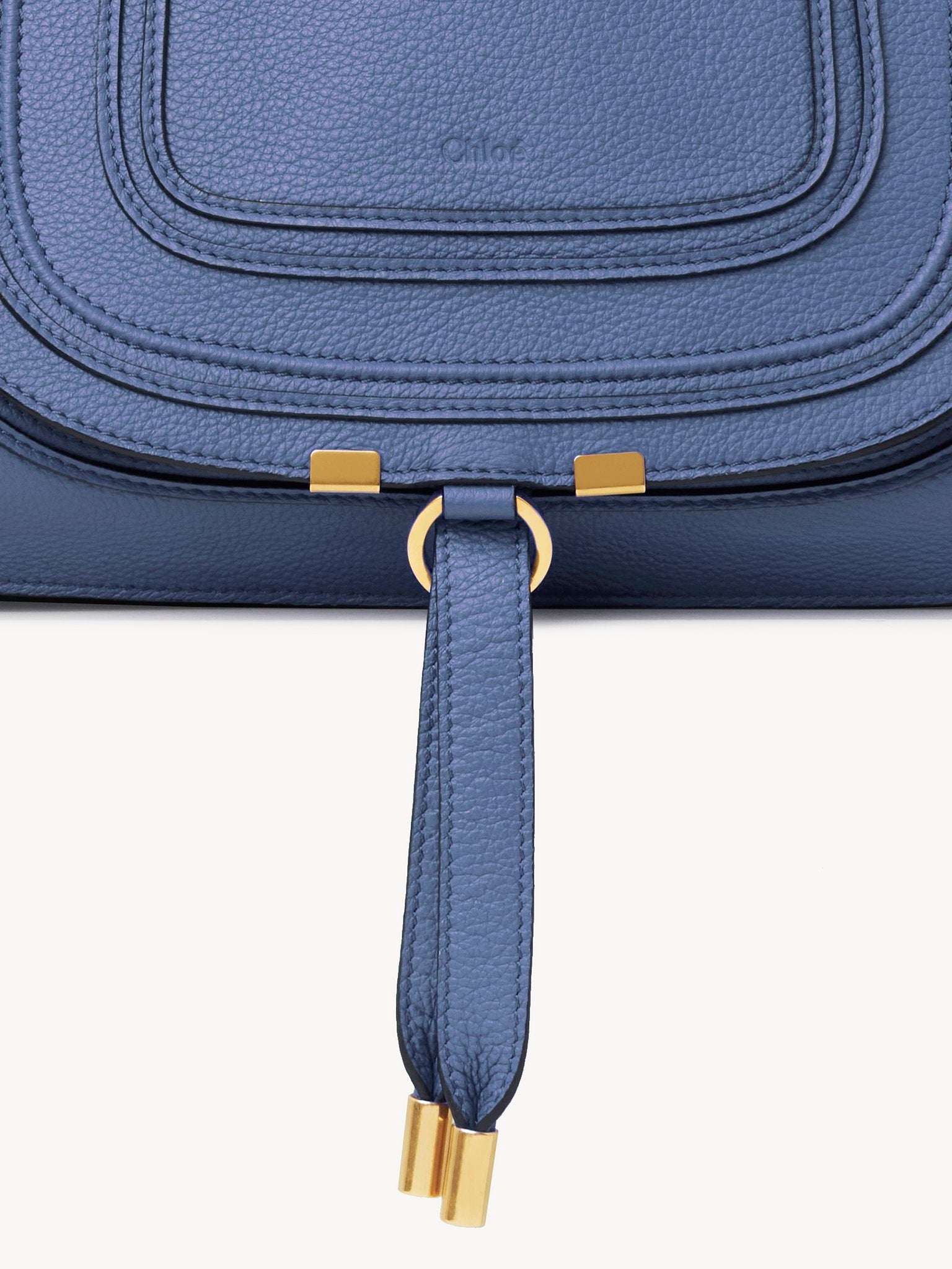 Petit sac double porté Marcie en cuir - Graphite Navy