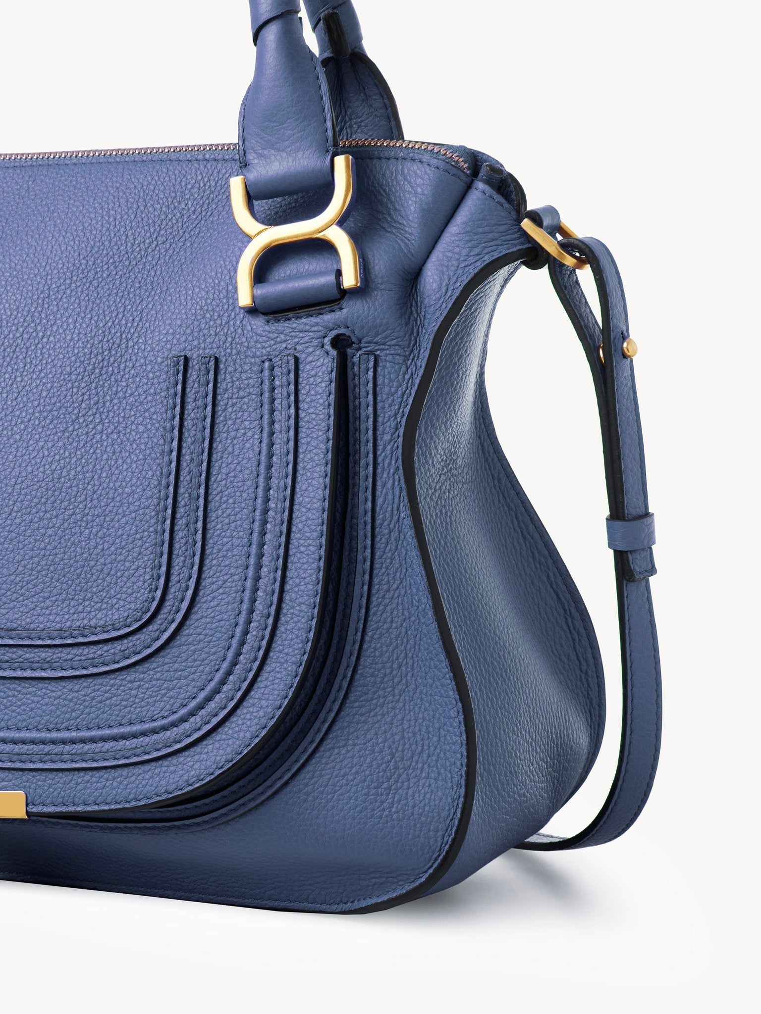 Petit sac double porté Marcie en cuir - Graphite Navy