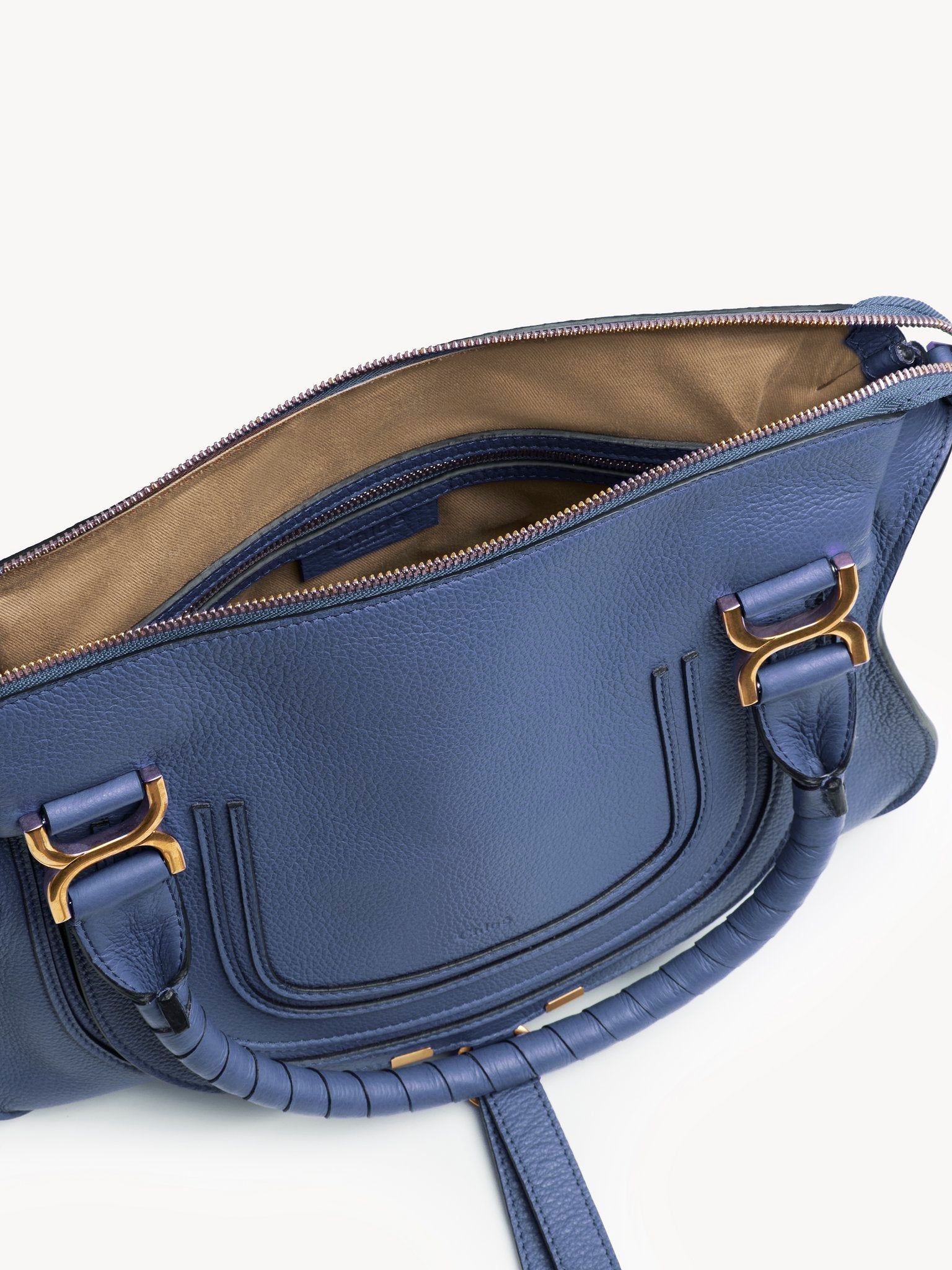 Petit sac double porté Marcie en cuir - Graphite Navy