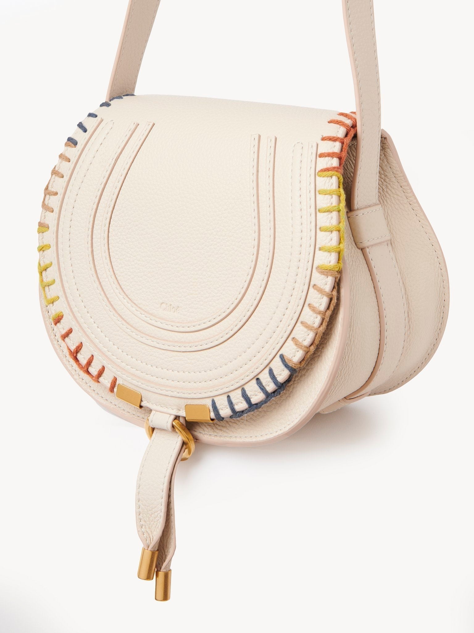 Petit sac porté épaule Marcie en cuir - Nude & Multicolor