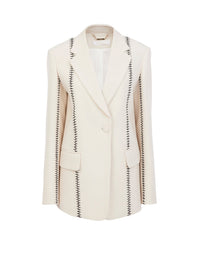 Veste ajustée en crêpe de laine - Beige Perle de Graine