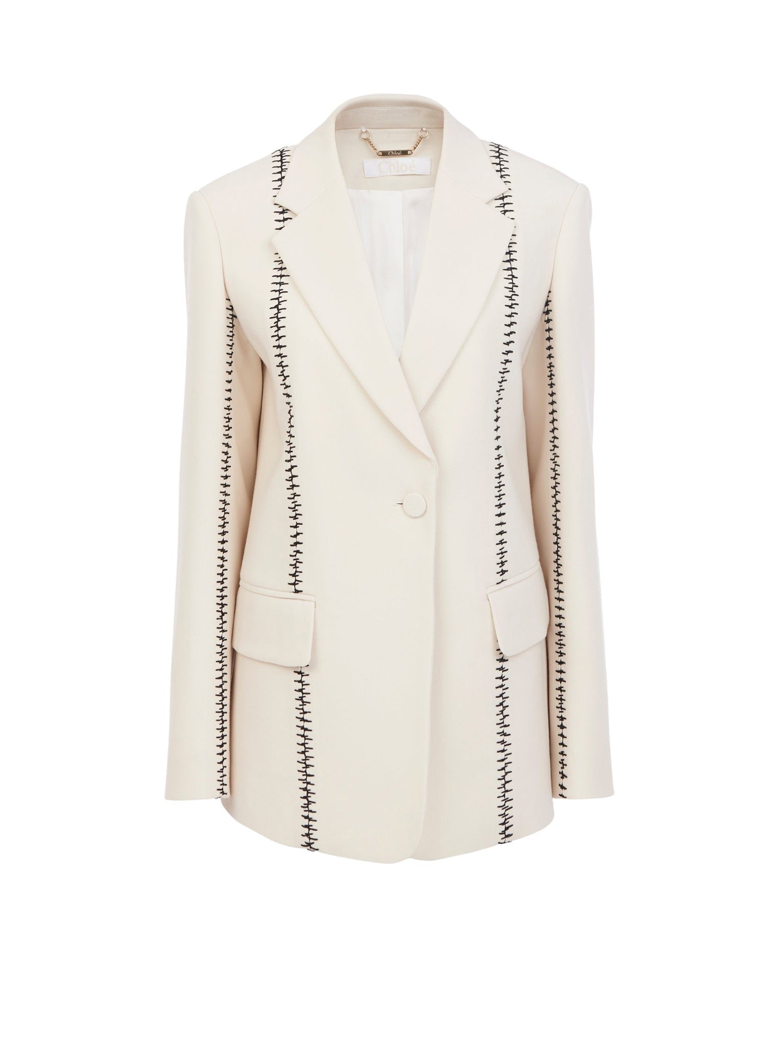 Veste ajustée en crêpe de laine - Beige Perle de Graine