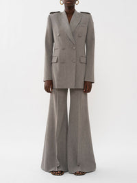Veste blazer croisée inspiration militaire en laine - Lava Brown