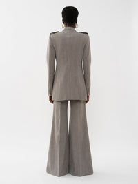 Veste blazer croisée inspiration militaire en laine - Lava Brown