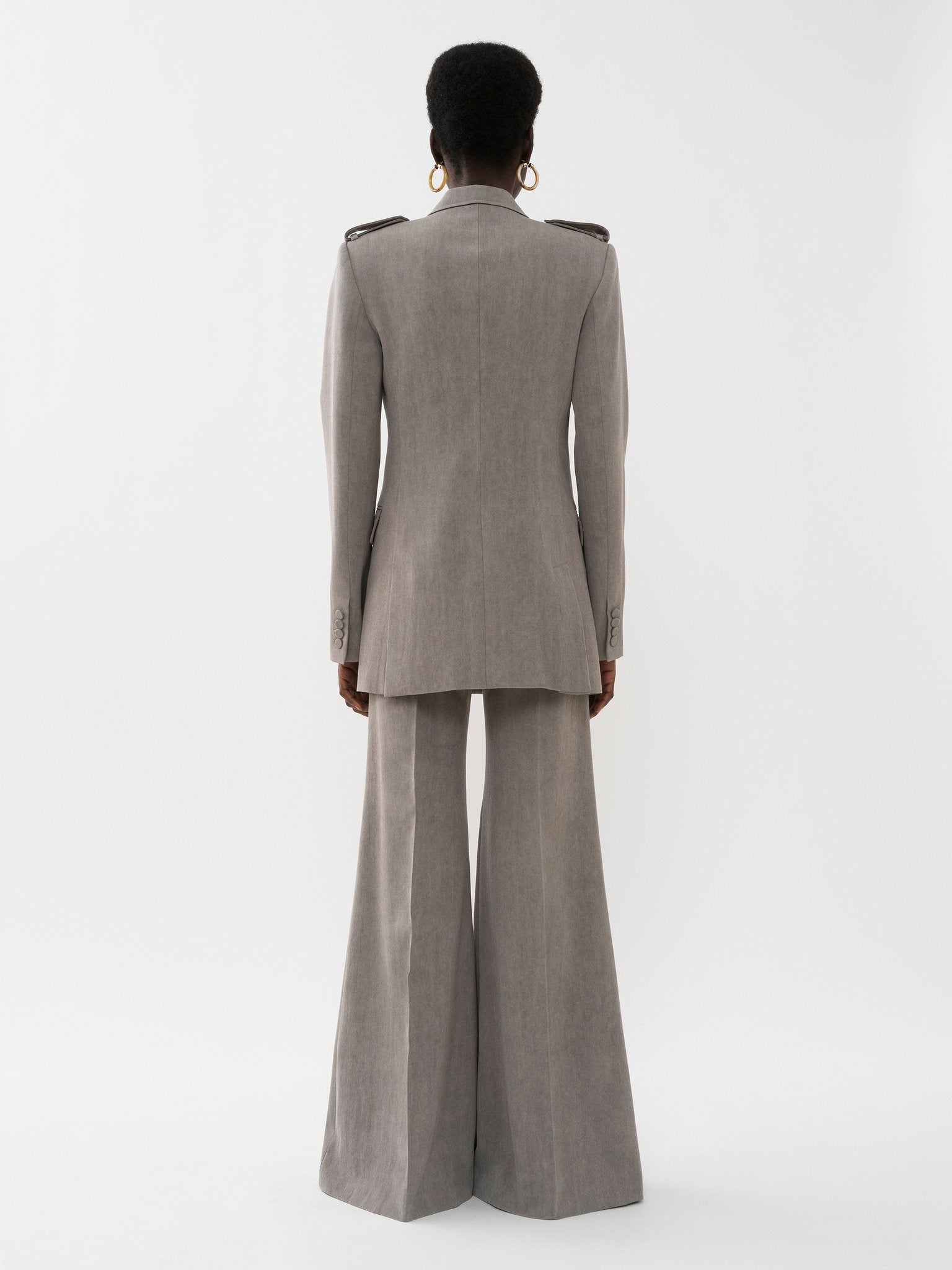 Veste blazer croisée inspiration militaire en laine - Lava Brown