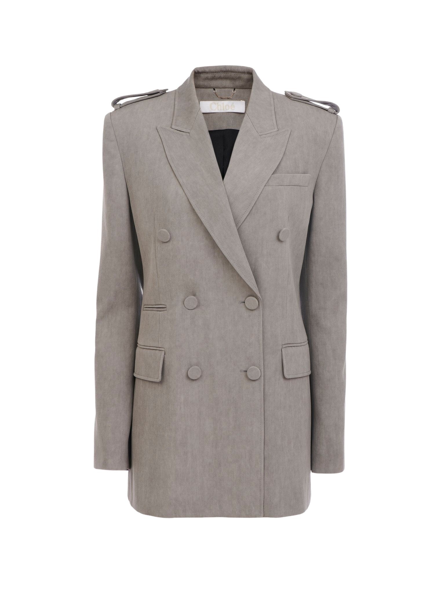 Veste blazer croisée inspiration militaire en laine - Lava Brown