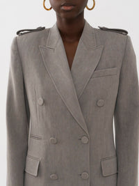 Veste blazer croisée inspiration militaire en laine - Lava Brown