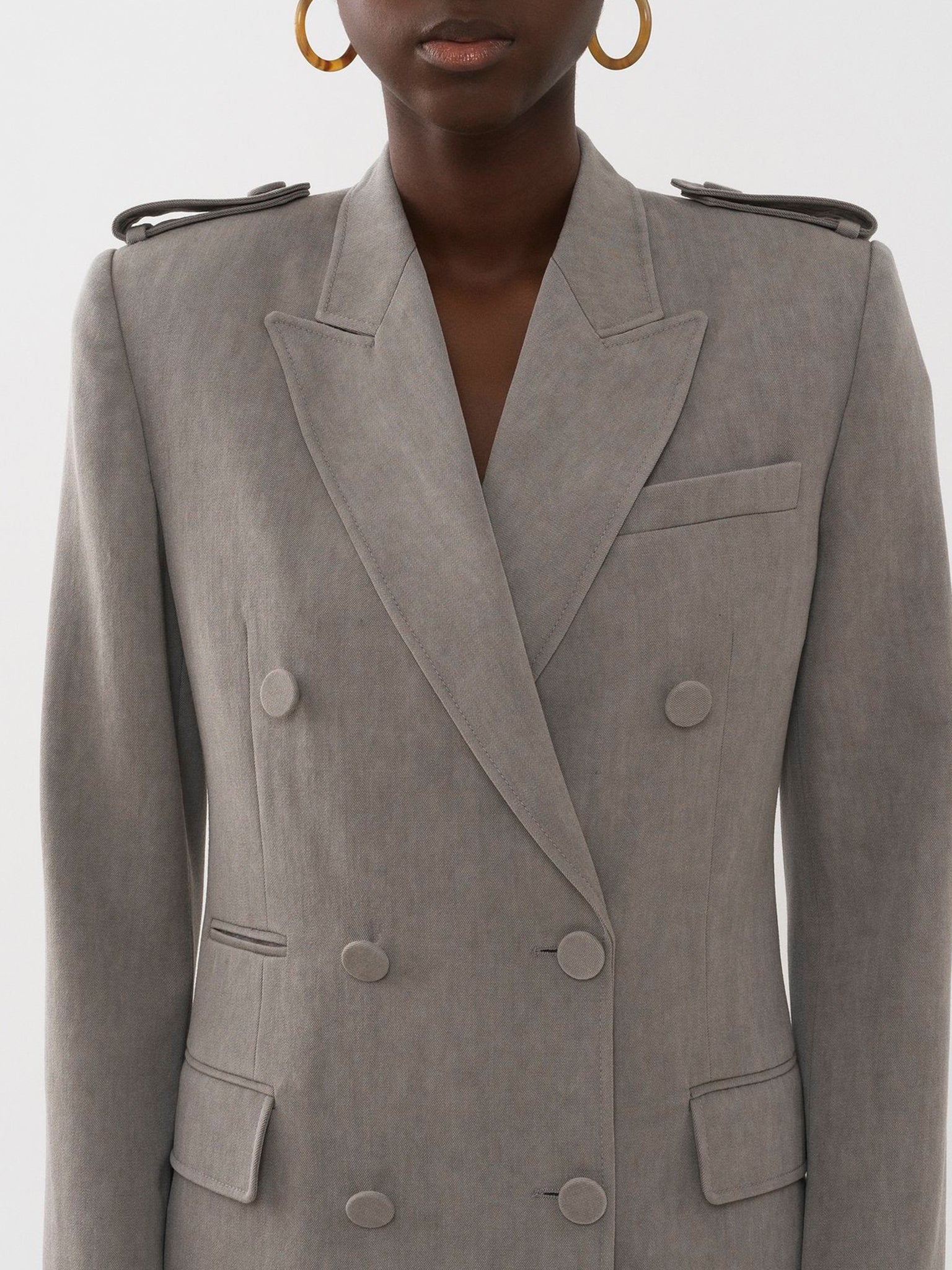 Veste blazer croisée inspiration militaire en laine - Lava Brown